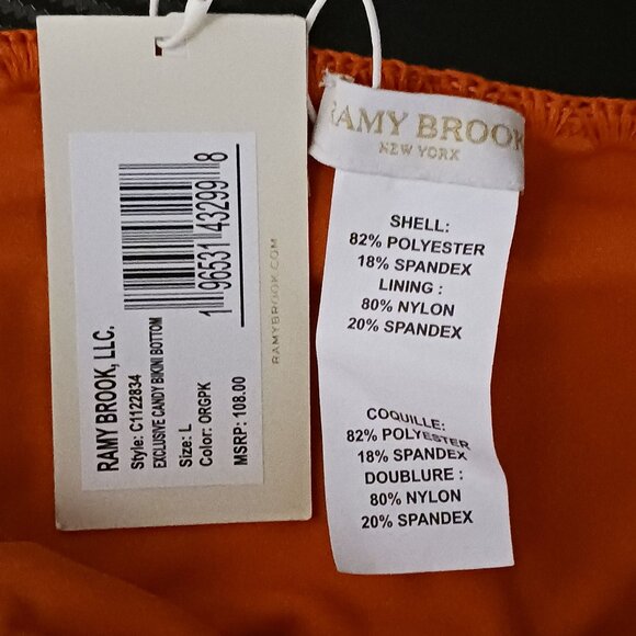 NEW Ramy Brook Womens Side Tie Swim Bottom‎ Separates Orange/Pink Size L - Picture 5 of 10